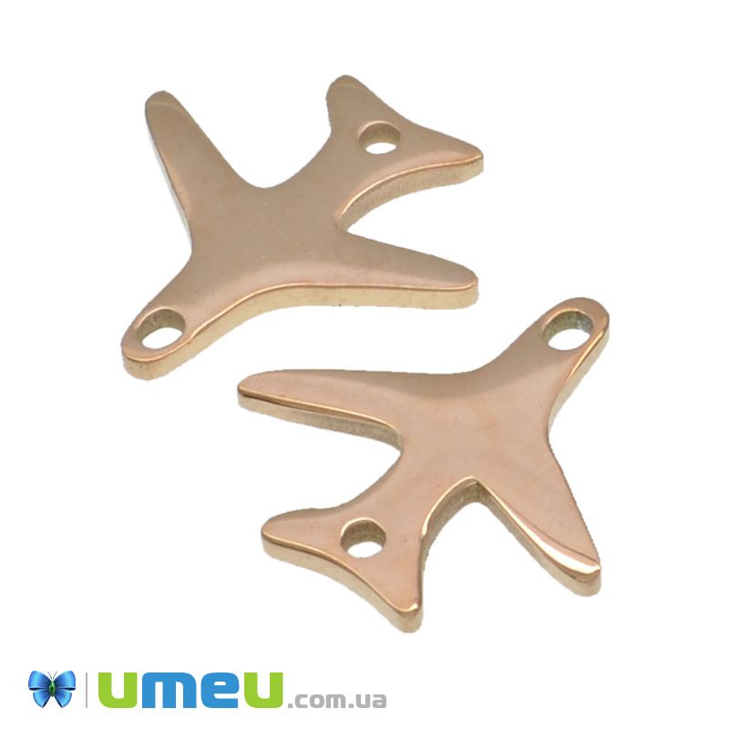 Конектор з нерж. сталі Літак, 15х15 мм, Рожеве золото (STL-039724)