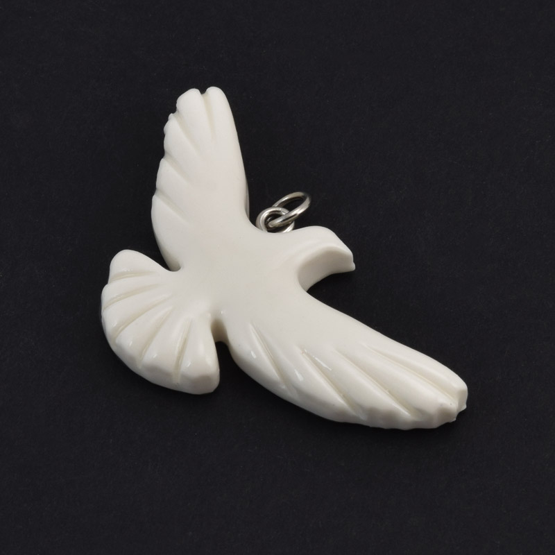 Підвіска Горлиця з полімерної глини, 50х25 мм, Біла (POD-058984)