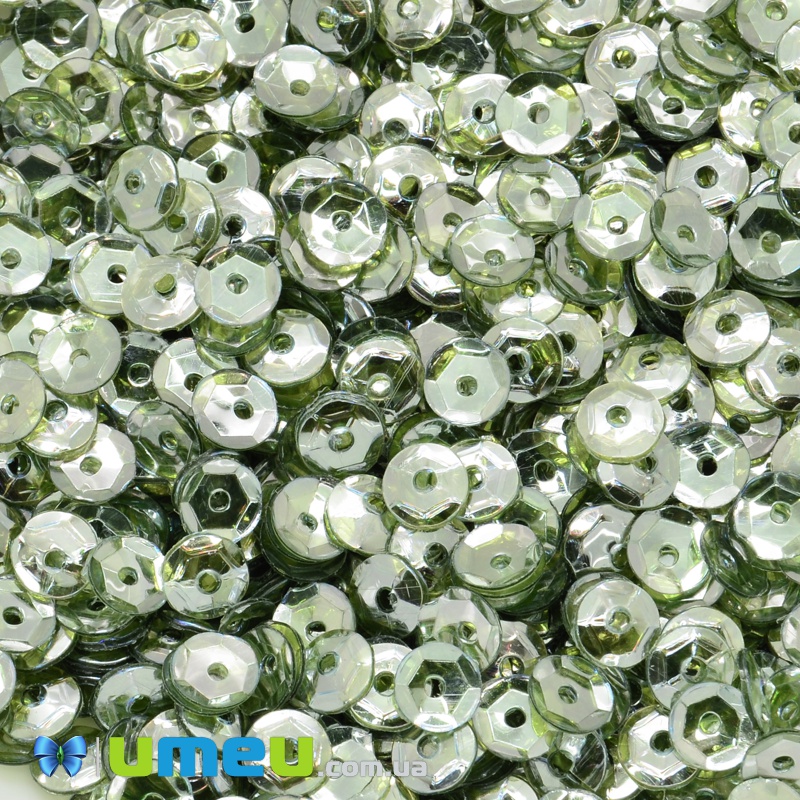 Паєтки Індія круглі грановані, 5 мм, Зелені (PAI-037815)