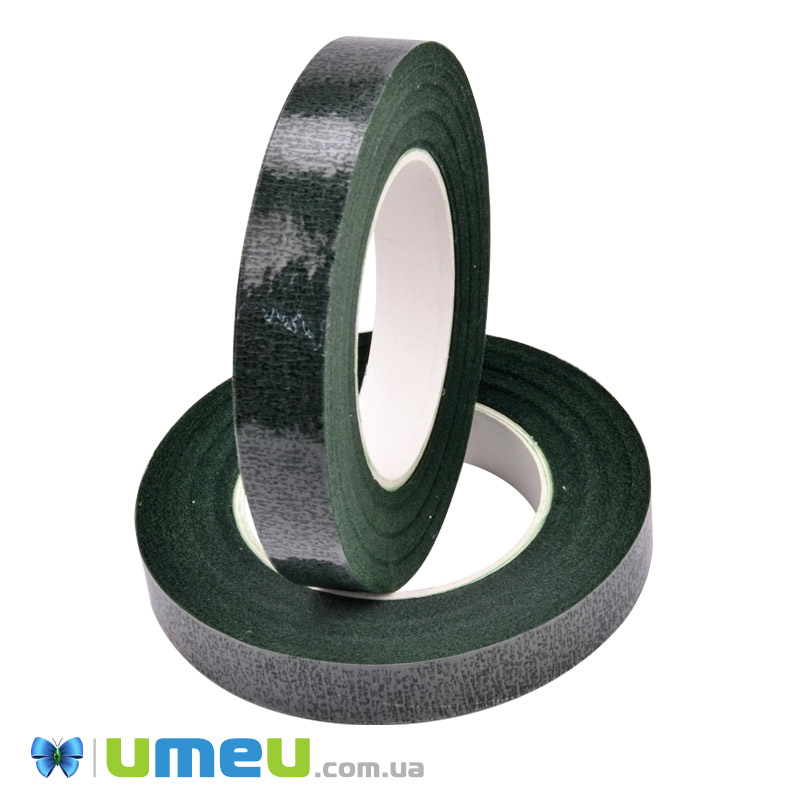 Тейп стрічка (флористична) 12 мм, Зелена темна (DIF-050728)
