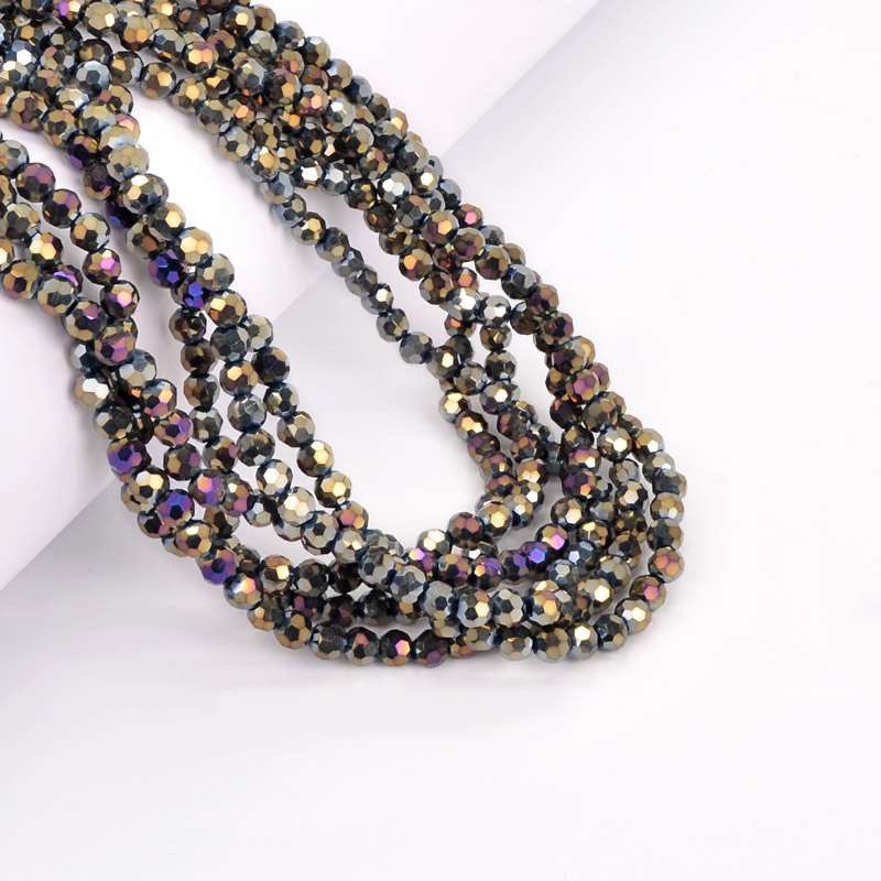 Намистини круглі грановані, 4 мм, Ірис зелений (BUS-052192)