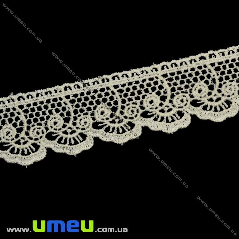 Мереживо плетене, 40 мм, Кремове (LEN-011861)