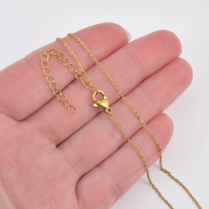 Основа на шию з нерж. ст. з подовжувачем, Золото, 1,2 мм, 60 см (STL-058310)