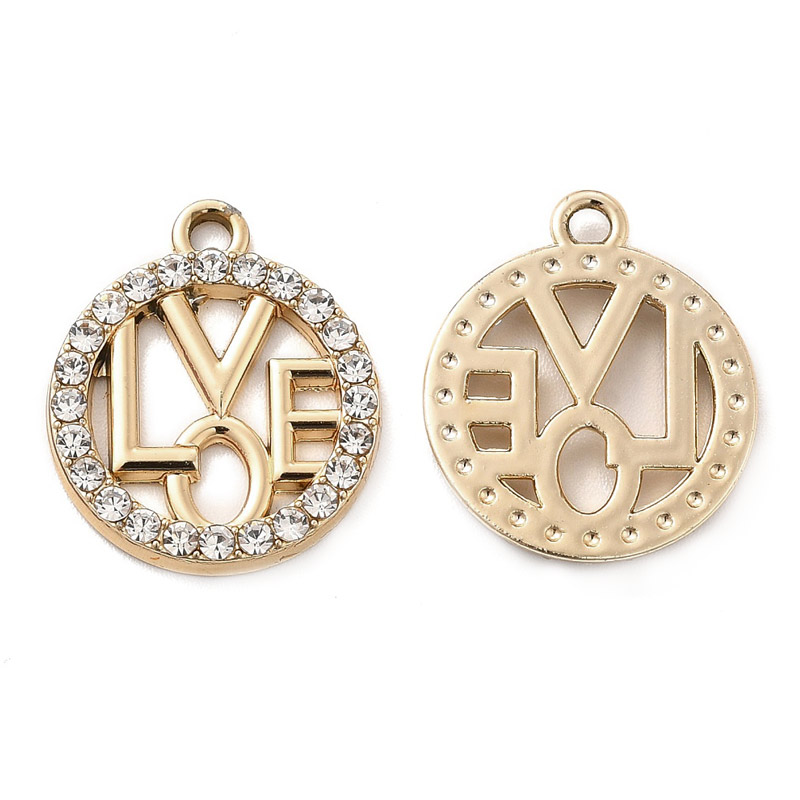 Подвеска метал. LOVE со стразами, 19х16 мм, Светлое золото (POD-053485)