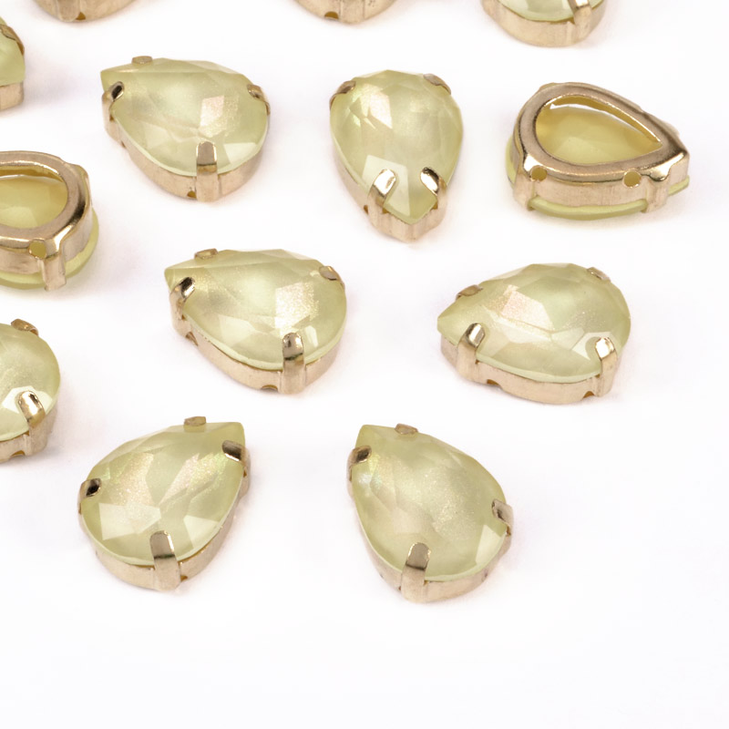 Шатон крапля 14х10 мм, Золото, Жовтий (KAB-052954)