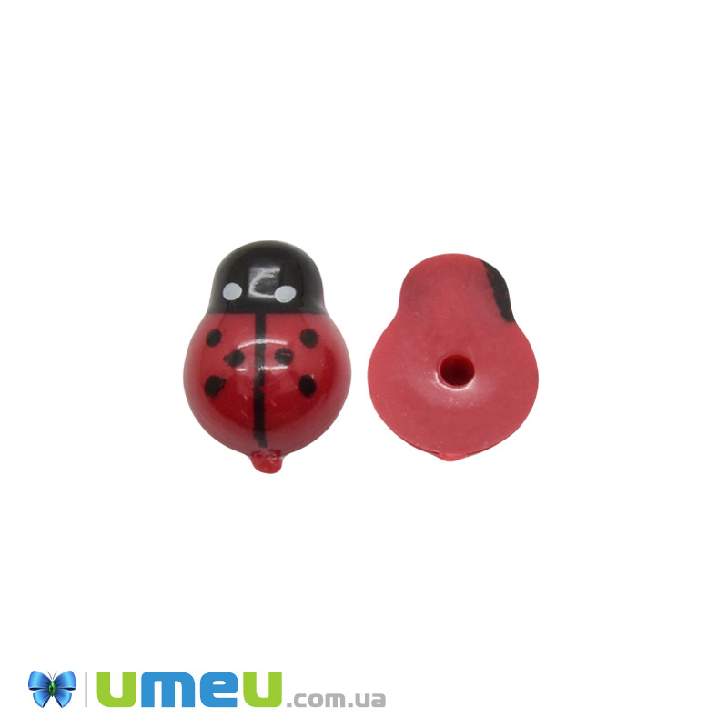 Кабошон з полімерної глини, Сонечко, 15х11 мм, Червоний (DIF-050780)