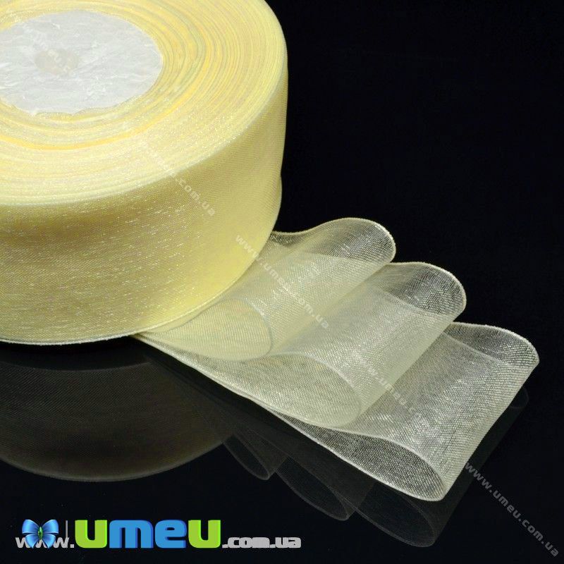 Стрічка з органзи, 40 мм, Бежева (LEN-016602)