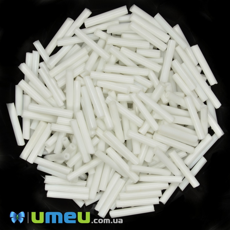 Бісер китайський стеклярус, 15 мм, Білий натуральний (BIS-037770)