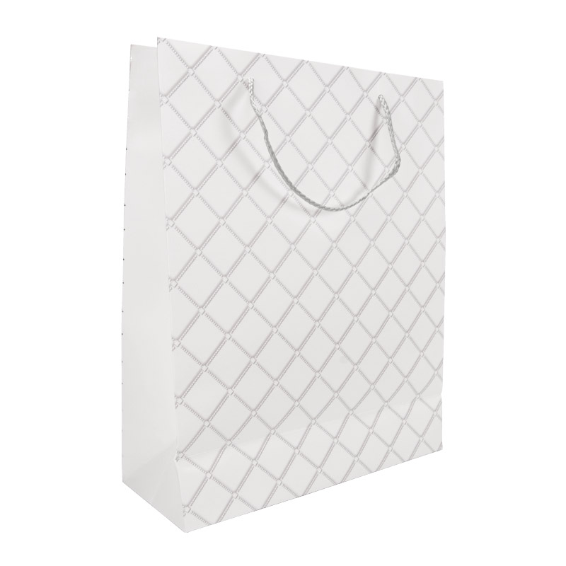 Подарочный пакет Ромбы, 32х26 см, Белый (UPK-056805)