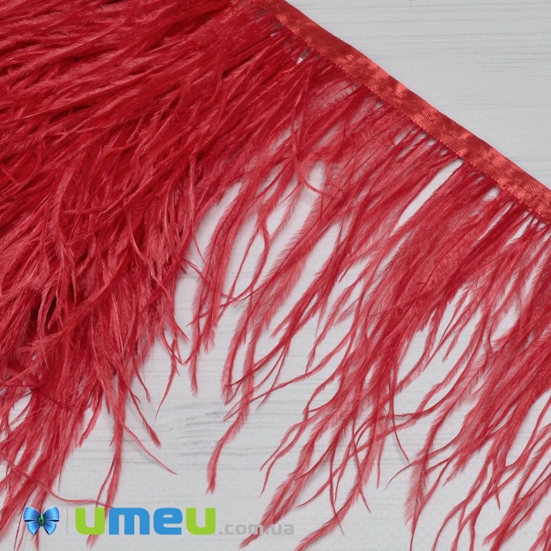 Перья страуса на ленте, 10-15 см, Красные (PER-038907)