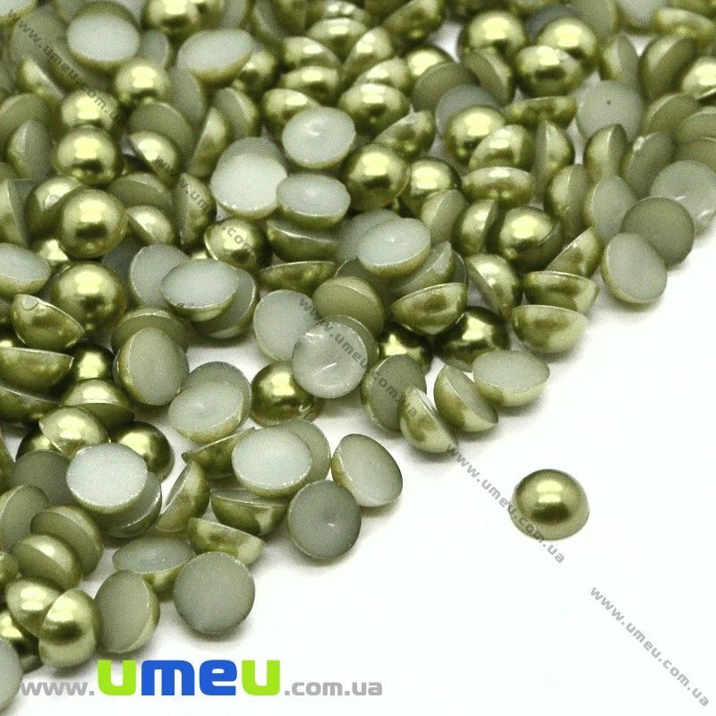 Полубусины пластиковые Жемчуг, 4 мм, Круглые, Оливковые (KAB-022637)