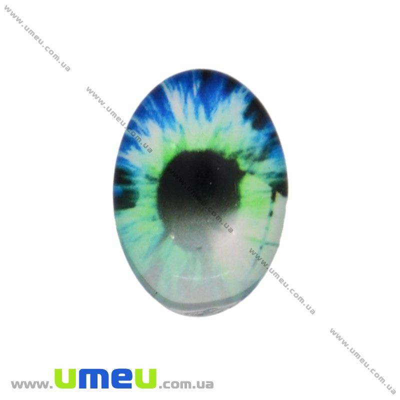 Кабошон скляний з принтом Око, 18х13 мм, Синій, Овал (KAB-018705)