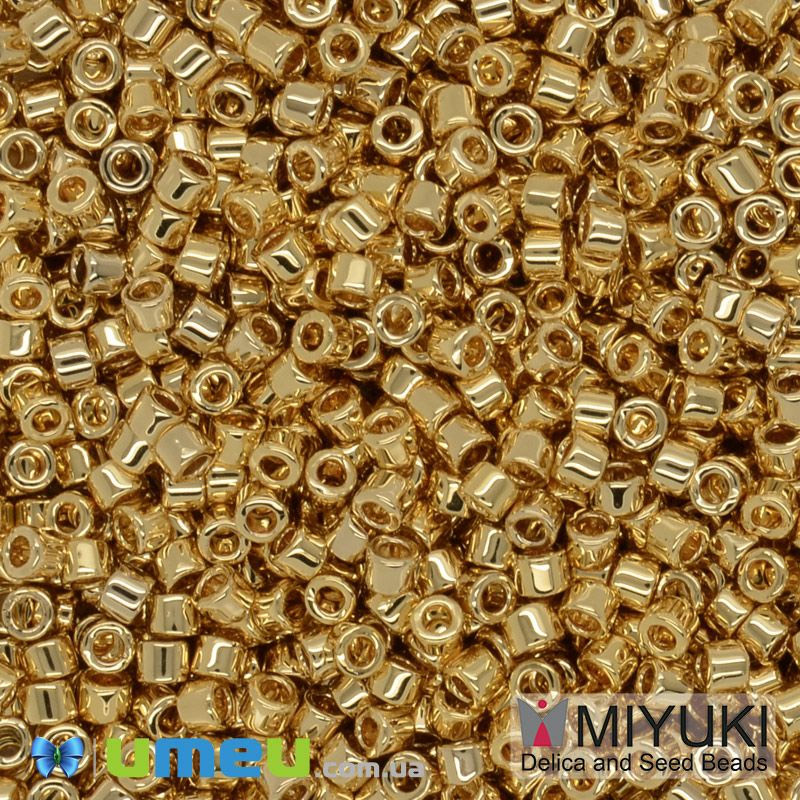 Бисер японский Miyuki Delica 15/0 DBS34, Позолота 24 kt (BIS-053186)