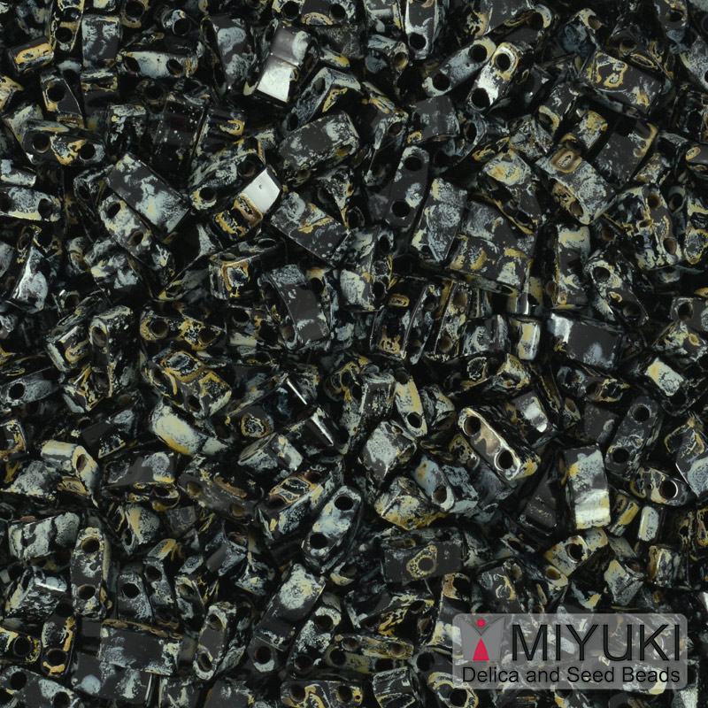Бисер японский Miyuki HALF TILA №4511, 5х2,3 мм, Черный Пикассо (BIS-053252)