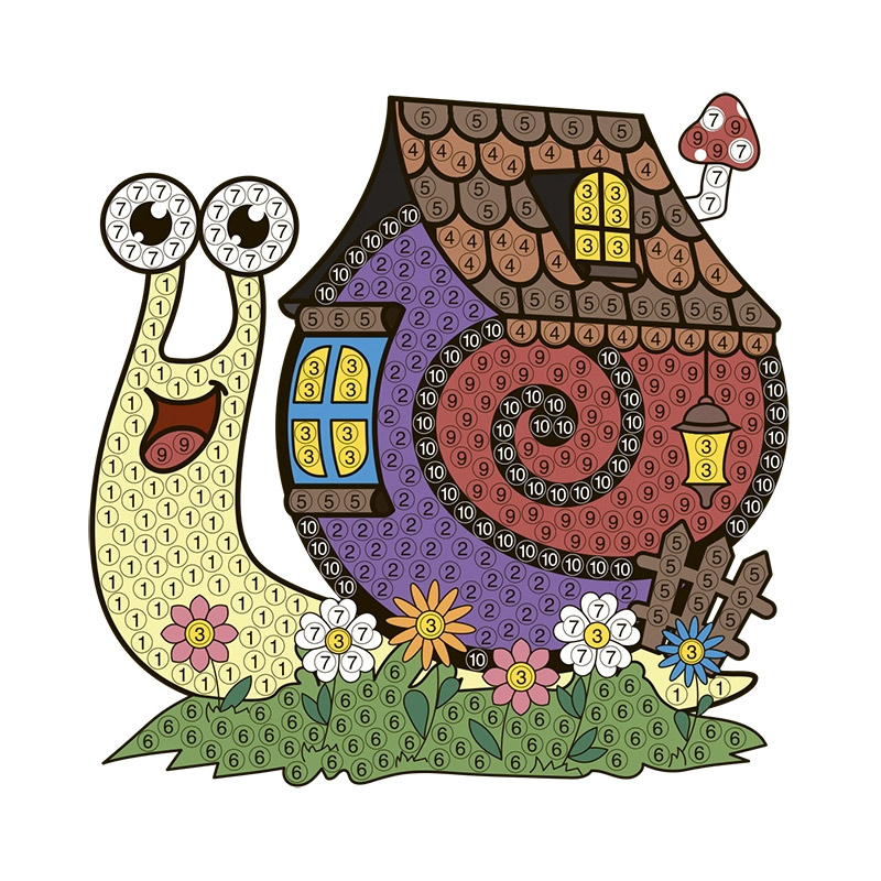 Набор алмазной живописи (наклейка) 10х10 см, Улитка (SXM-056477)