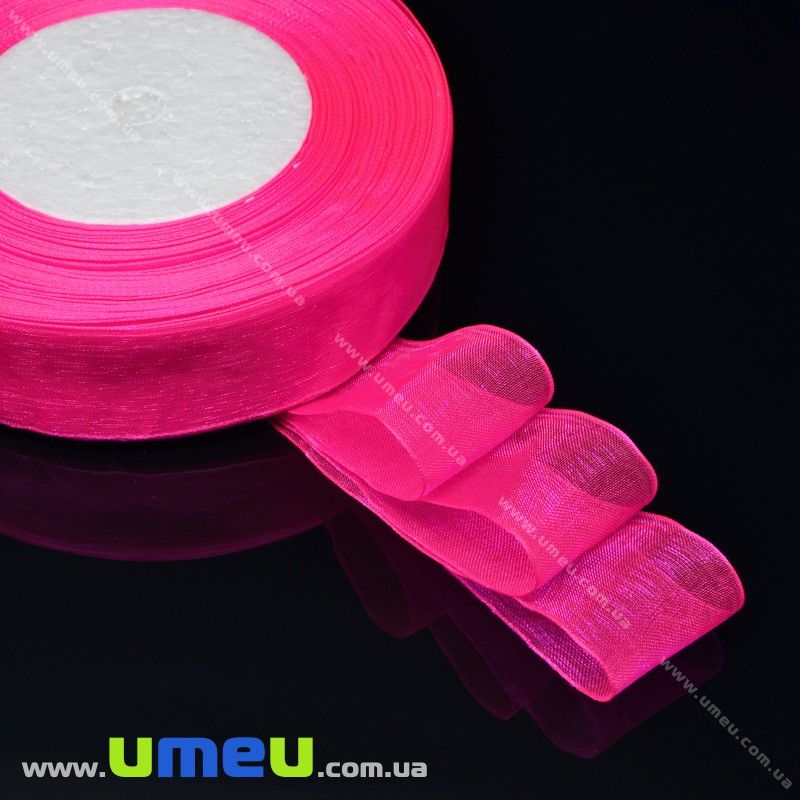 Лента из органзы, 20 мм, Розовая яркая (LEN-008119)