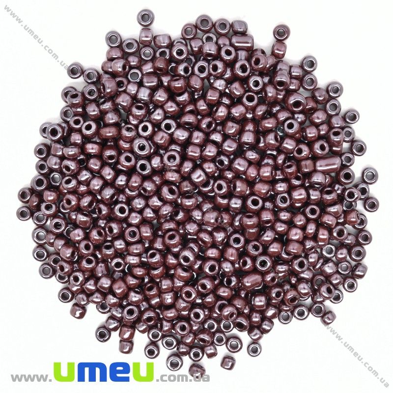 Бисер китайский крупный, 6/0, Бордовый темный перламутровый, 4 мм (BIS-033701)