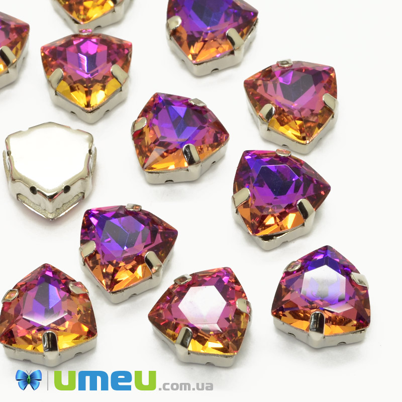 Шатон триллиант К9 12,5х12 мм, Темное серебро, Фиолетово-оранжевый (KAB-041020)