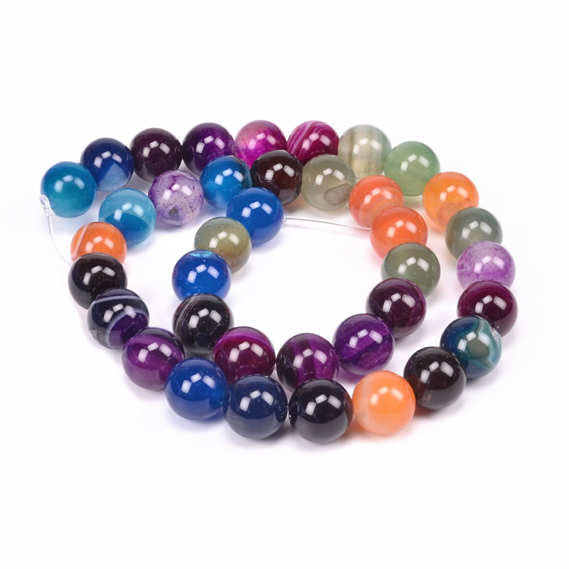 Бусины Агат разноцветный, Натур. камень, 10 мм, Круглые (BUS-051622)