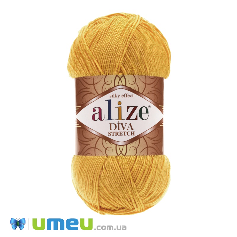 Пряжа Alize Diva Stretch 100 г, 400 м, Помаранчева 488 (YAR-038358)