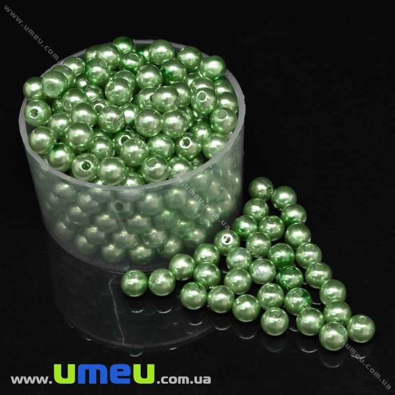 Бусина пластиковая Круглая Жемчуг, 6 мм, Салатовая (BUS-028902)