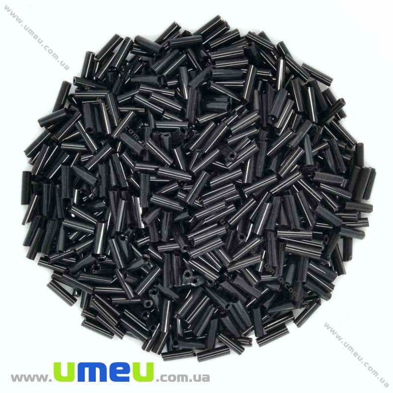 Бісер китайський стеклярус, 6 мм, Чорний натуральний (BIS-012062)