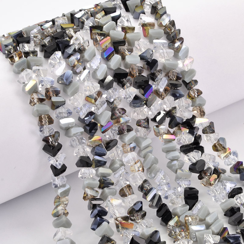 Бусины стеклянные скол (крошка), 6 мм, Черно-белые (BUS-044146)