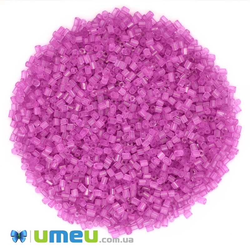 Бисер китайский рубка, 2,2 мм, Малиновый прозрачный (BIS-037756)