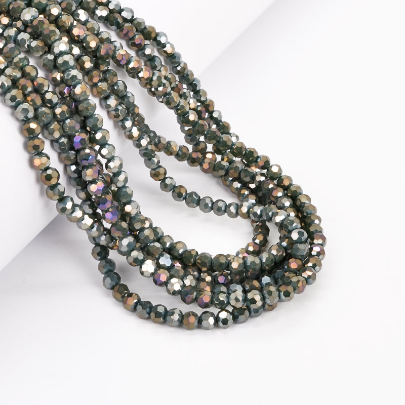 Намистини круглі грановані, 4 мм, Оливкові АВ (BUS-052190)