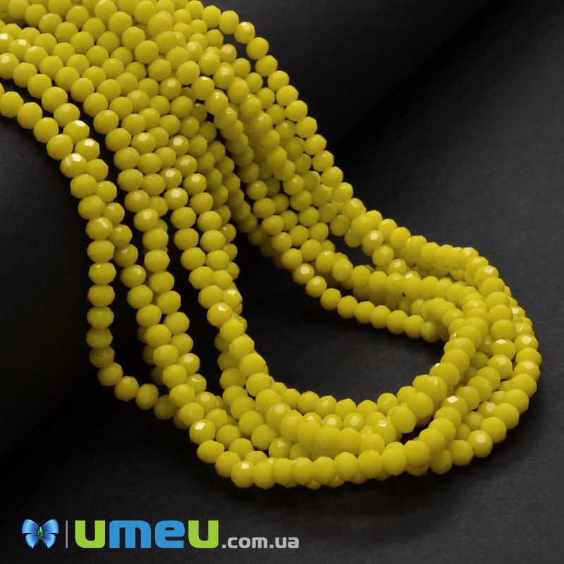 Намистини ронделі, 3,5х3 мм, Жовті (BUS-049221)