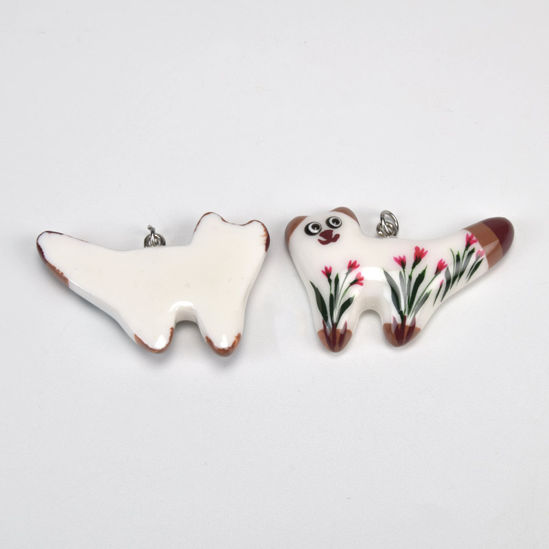 Підвіска Котик з полімерної глини, 40х27 мм, З малюнком (POD-059375)