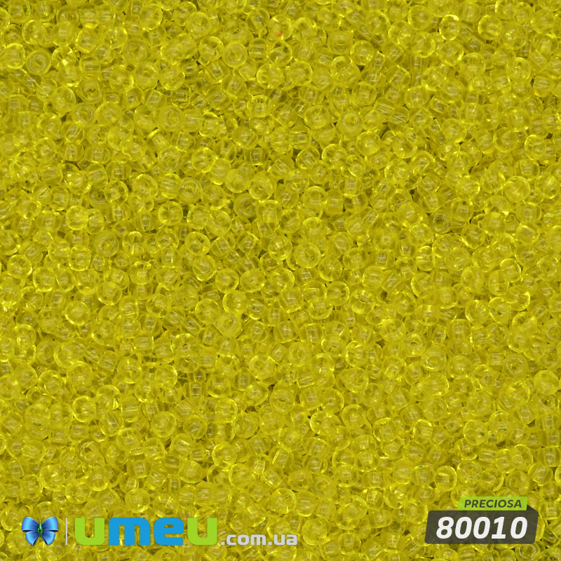 Бісер чеський 14/0 №80010, Жовтий, Прозорий (BIS-048039)