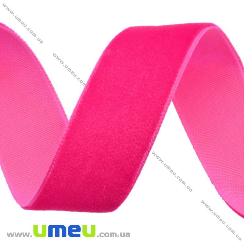Стрічка оксамитова, 20 мм, Рожева яскрава (LEN-016626)