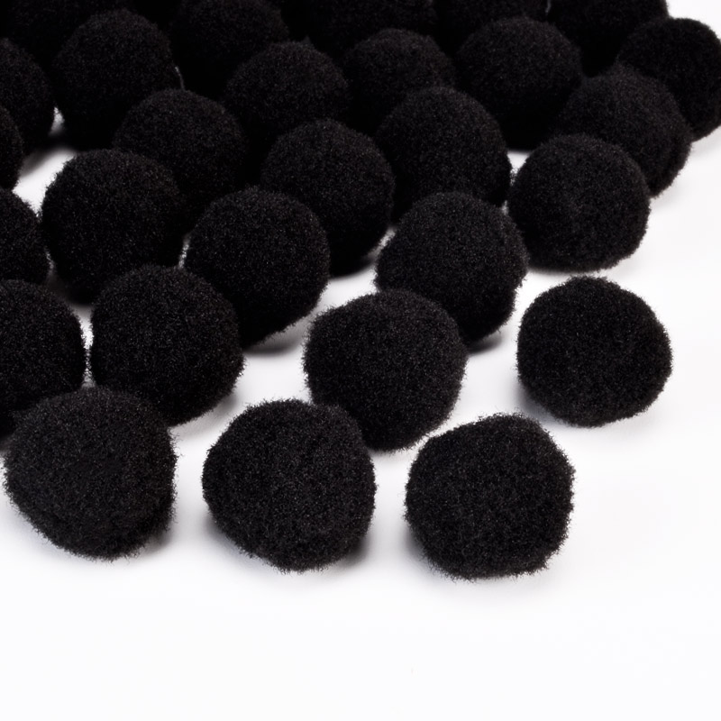 Помпони оксамитові 1,5 см, Чорні (DIF-052573)