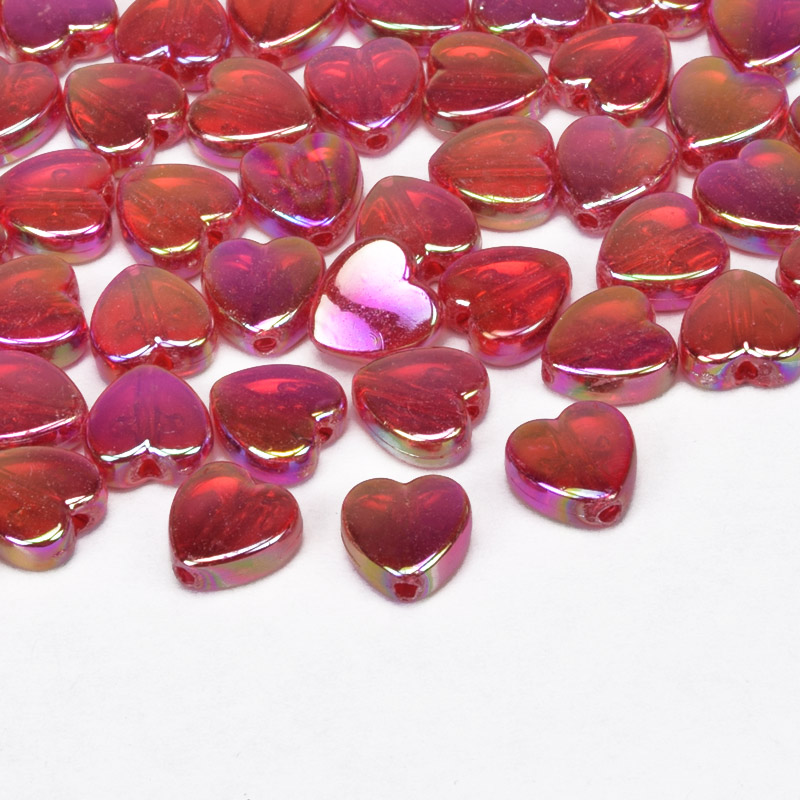 Намистини акрилові Серце, 8,5х8,5 мм, Червоні АВ (BUS-059816)