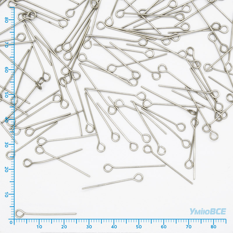 Булавки із нерж. сталі, 25 мм, Темне срібло (STL-056218)