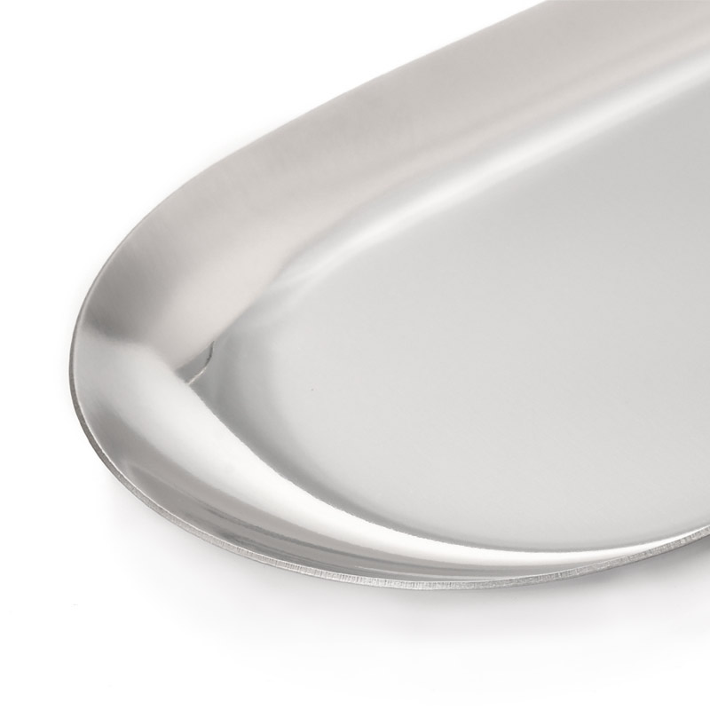 Декоративная тарелка из нерж. ст., 180х85х10 мм, Овальная, Темное серебро (INS-051981)