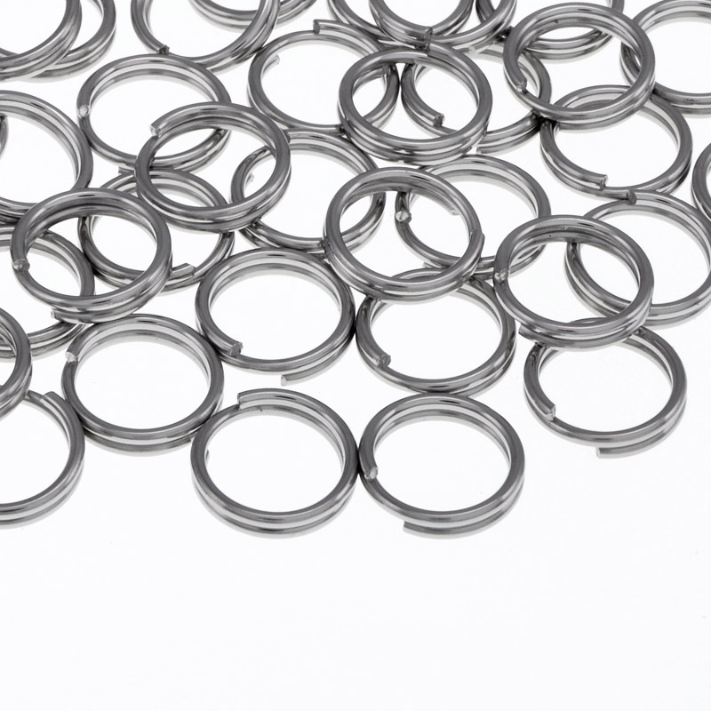 Колечки двойные из нерж. стали, 10 мм, 1 мм, Темное серебро (STL-055842)