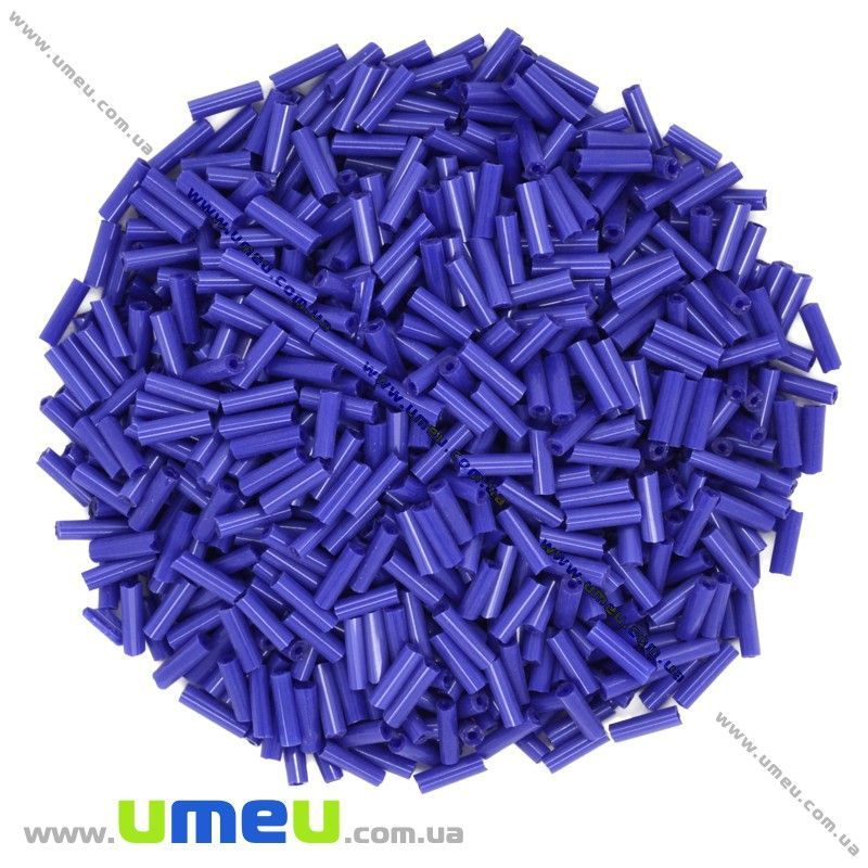 Бисер китайский стеклярус, 6 мм, Синий натуральный (BIS-001506)