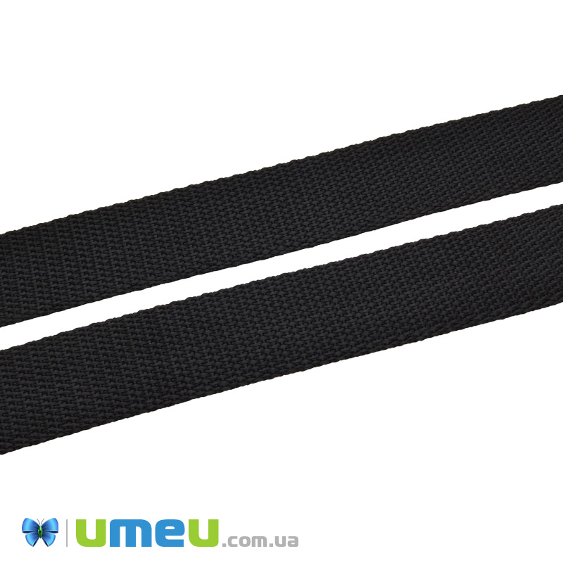 Лента ременная для рюкзаков (стропа), 20 мм, Черная (LEN-040915)