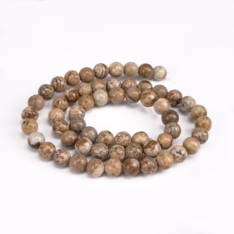 Бусины Яшма пейзажная, Натур. камень, 6,5 мм, Круглые (BUS-051745)