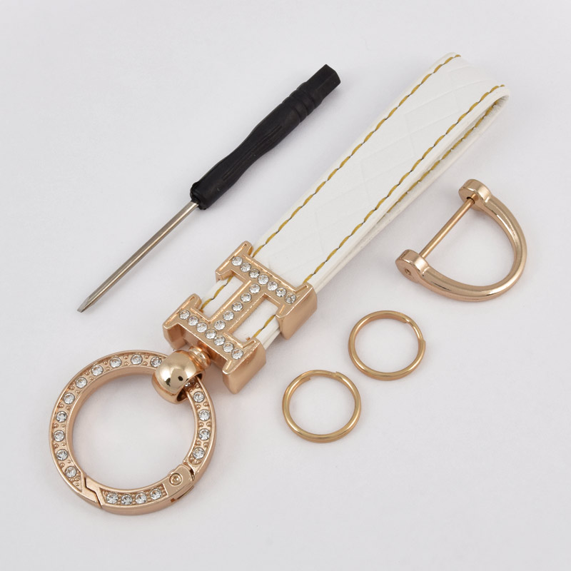 Брелок, 13х3,5 см, Белый, Искусственная кожа, Золото (OSN-058510)