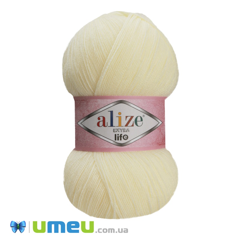Пряжа Alize Extra Life 100 г, 480 м, Кремова 912 (YAR-038422)