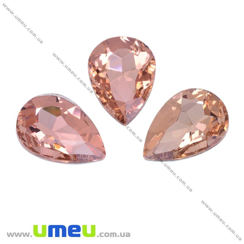 Ріволі скляний, Крапля гранована, 25х18 мм, Шампань (KAB-010547)