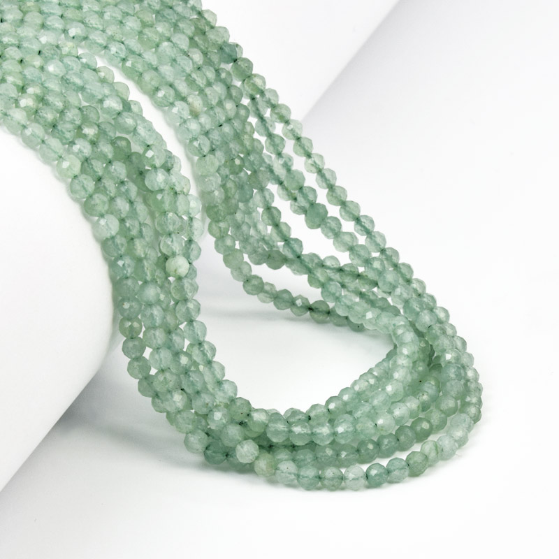 Бусины Авантюрин зеленый, Натур. камень, 3 мм, Круглые граненые (BUS-058196)