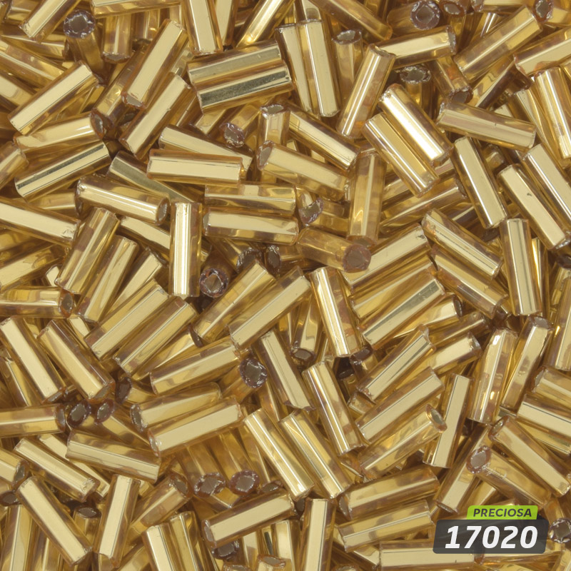 Бисер чешский Стеклярус 3, №17020, Золотой блестящий, 7 мм (BIS-010158)