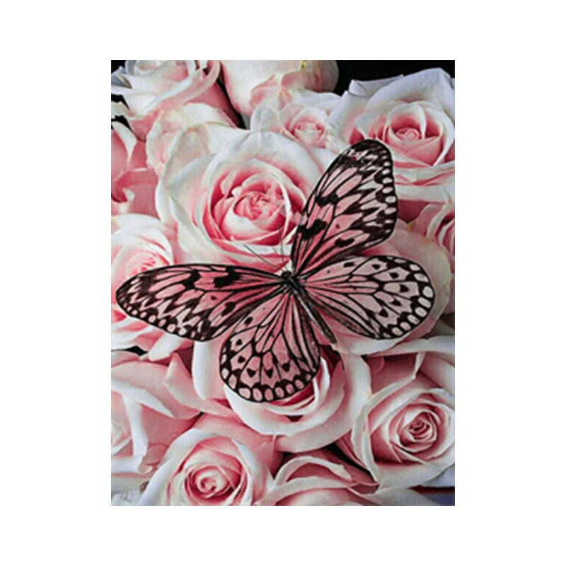 Набор алмазной живописи на подрамнике 30х40 см, Розовая бабочка (SXM-051378)
