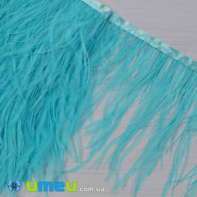 Перья страуса на ленте, 10-15 см, Голубые (PER-040309)