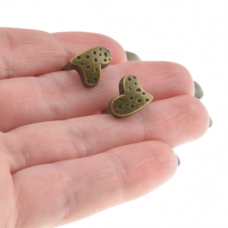 Бусины мет. Сердце, 12х11 мм, Античная бронза (BUS-003134)