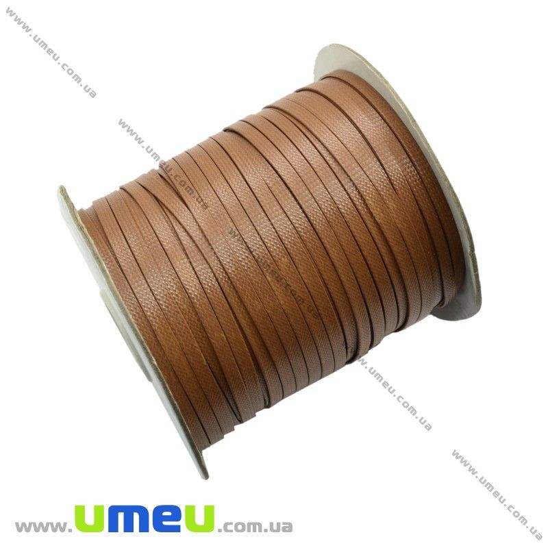 Полиэстеровый шнур плоский, Коричневый, 4 мм (LEN-003407)